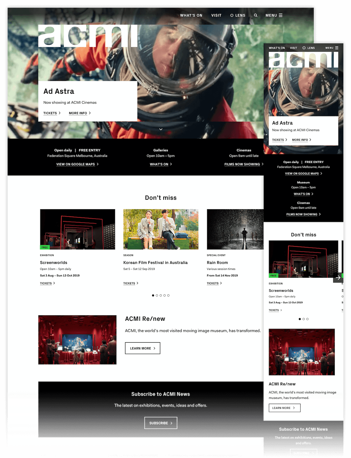 An image of the ACMI Website