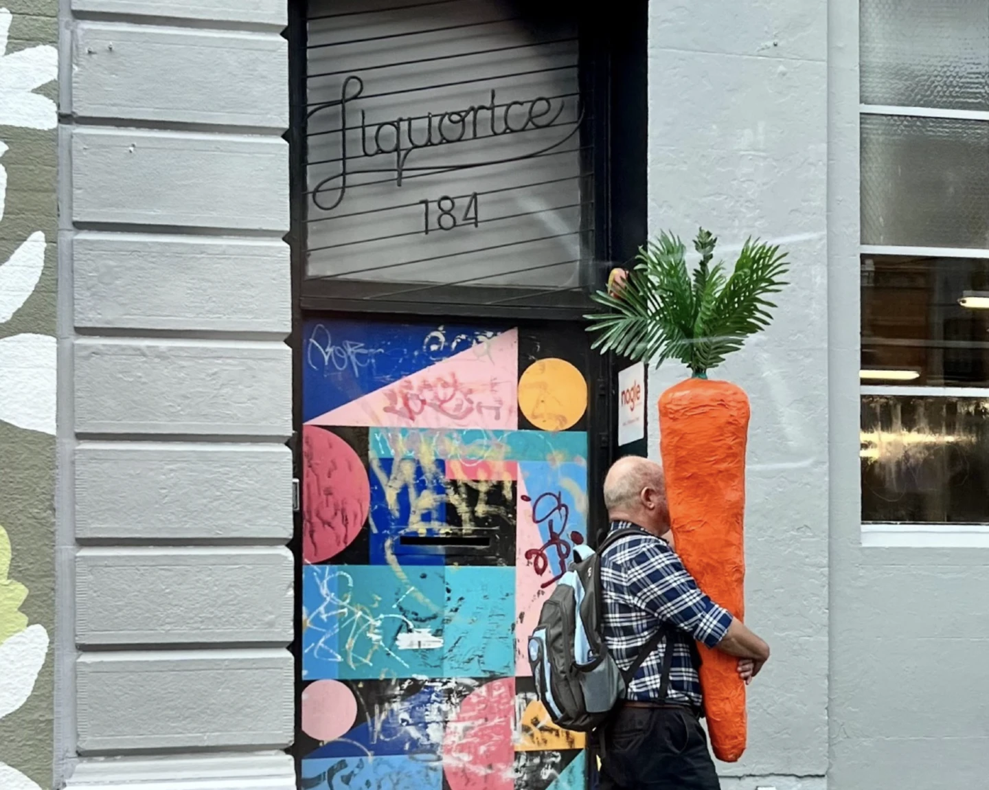 The distinctive Liquorice front door on Brunswick Street, Fitzroy