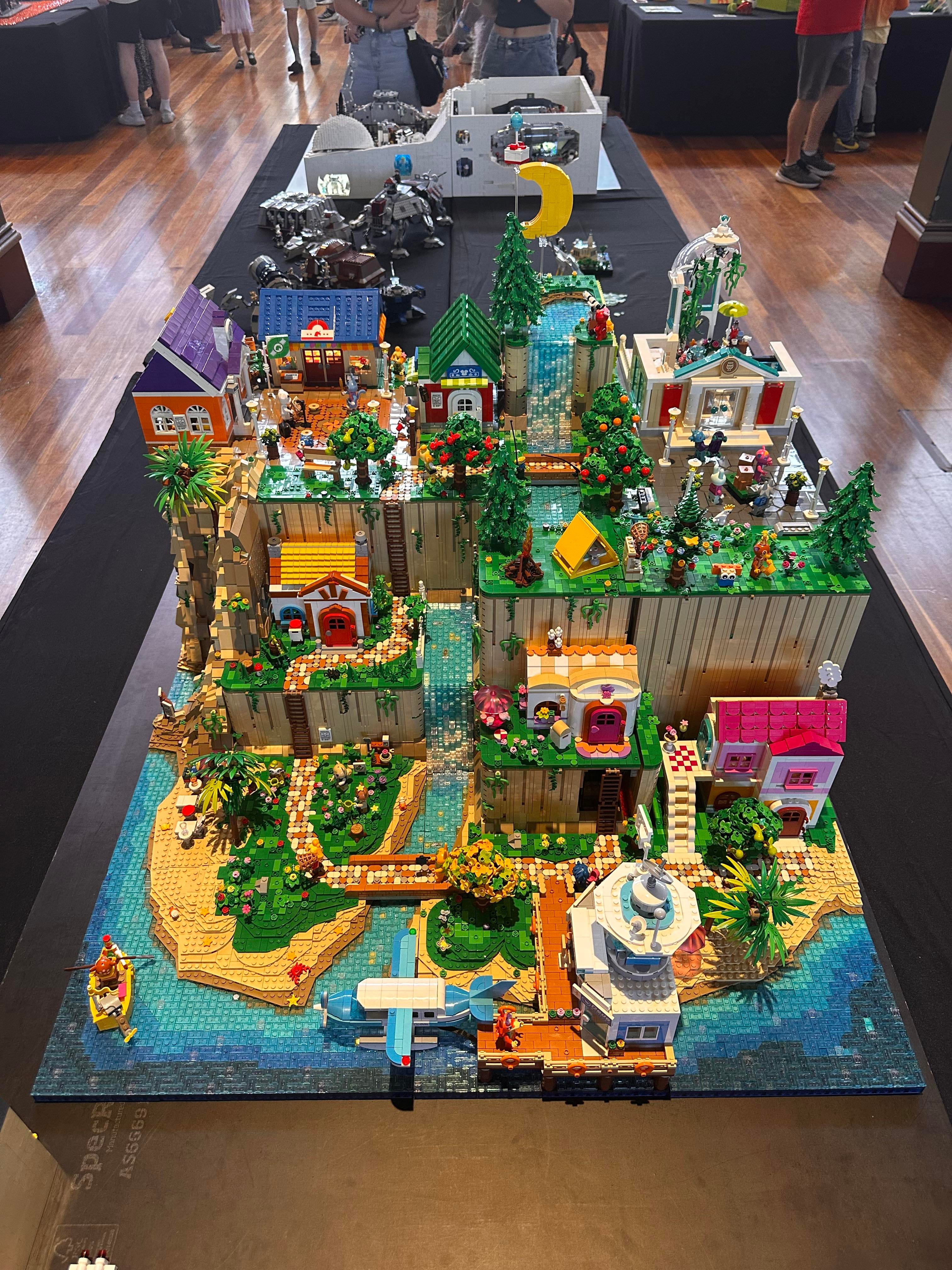Jim Yencken's custom Lego Animal Crossing island displayed at Brickvention 2026