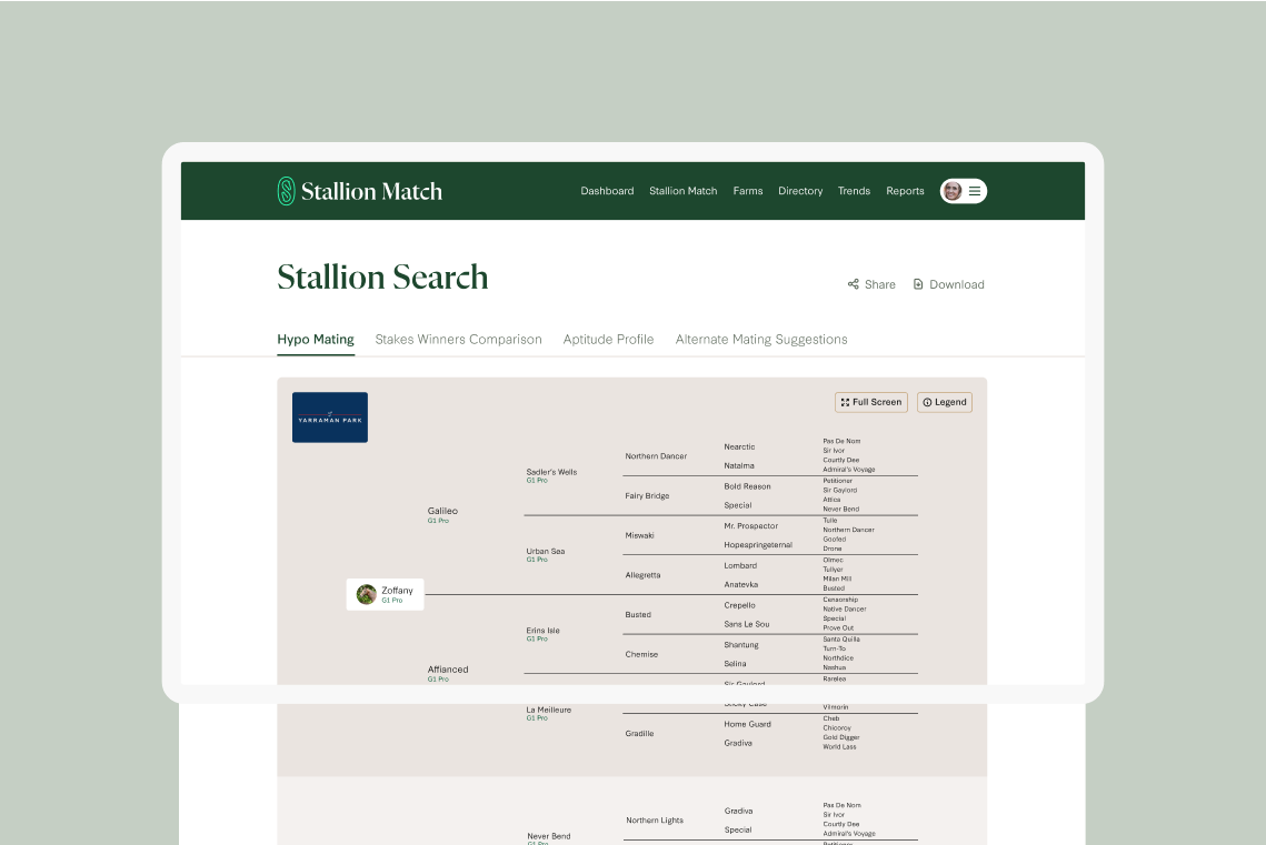 An image of the Stallion Search feature of the website